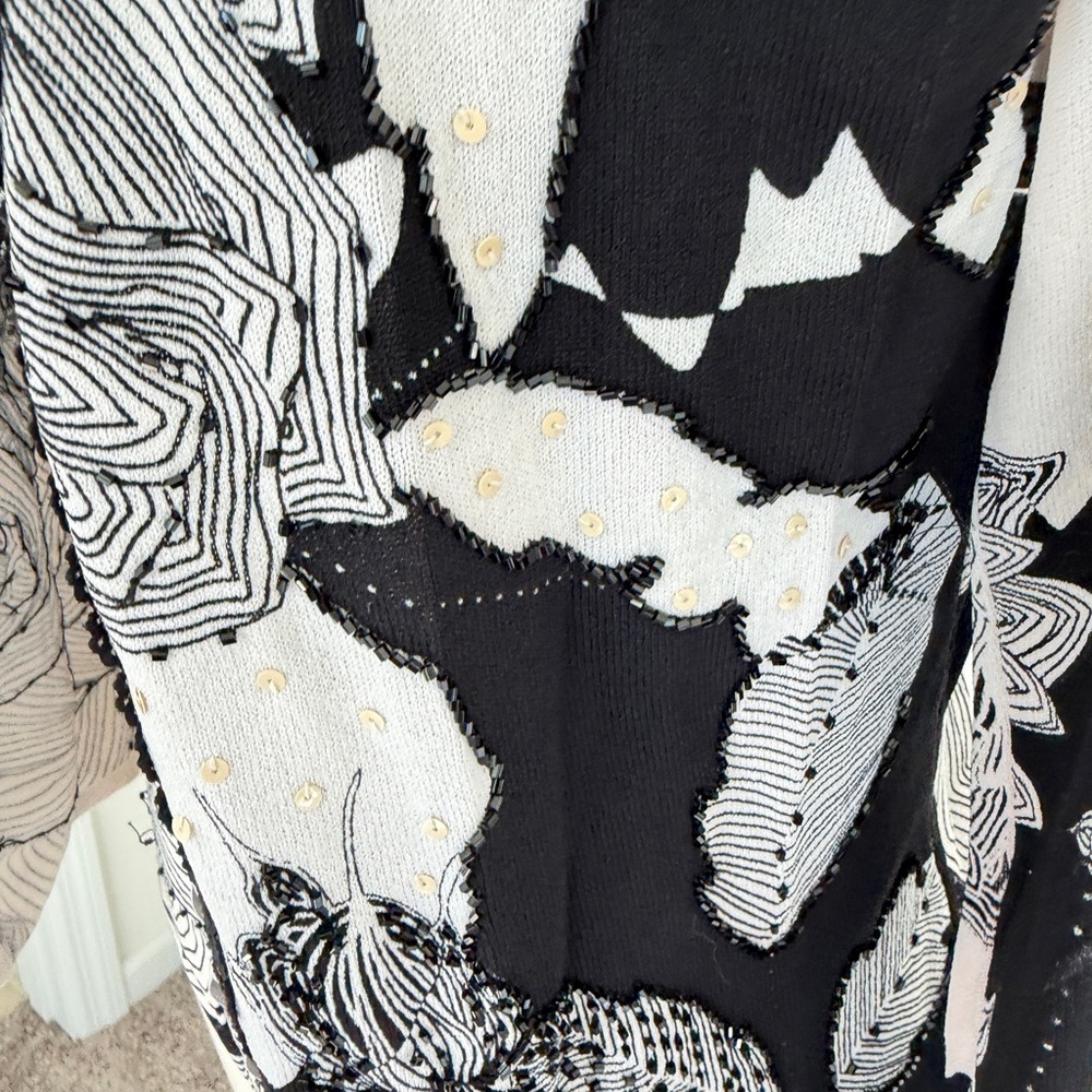 Alberto Makali Monochrome Floral Open Cardigan &‎ Tank Top Set Sz M Romantic - Picture 3 of 16